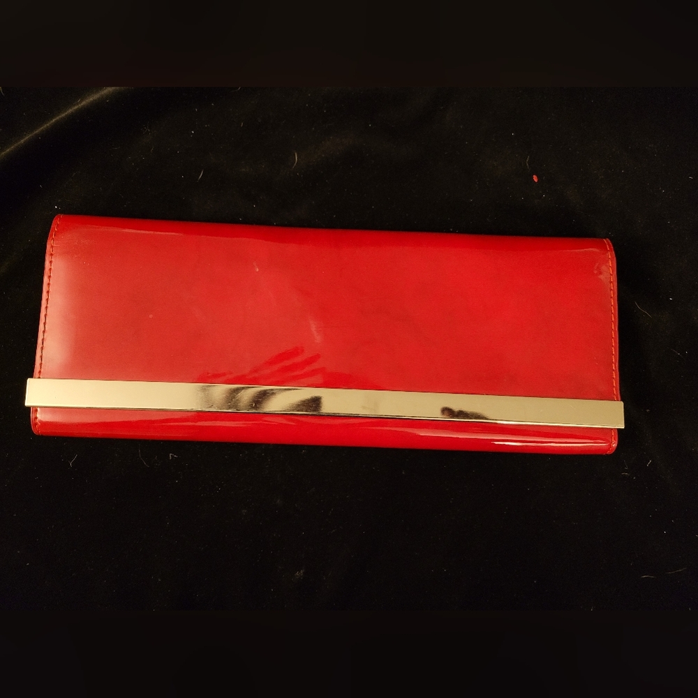 Red leather Aldo leather clutch